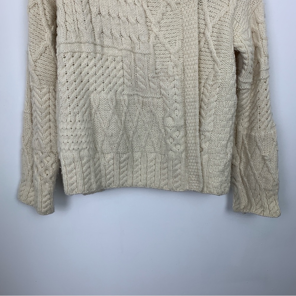 Carraig Donn Irish Chunky Collared Aran Cable Knit Sweater - Picture 6 of 12